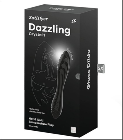 SATISFYER DAZZLING CRYSTAL GLASS DILDO BLACK 1