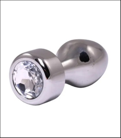 Metalni analni dildo sa belim dijamantom 8cm