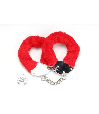 Metalne lisice crveno krzno Furry Fun Cuffs