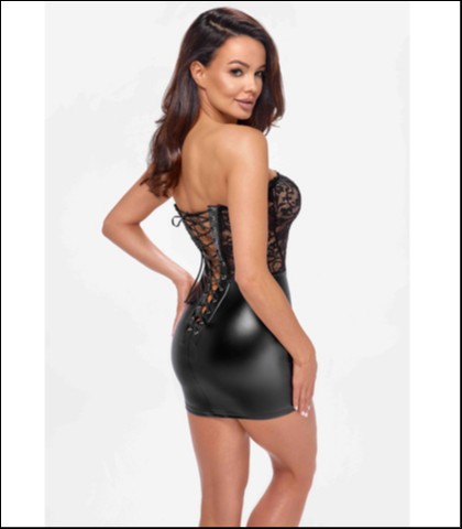 Seksi korset-mini suknja - Noir