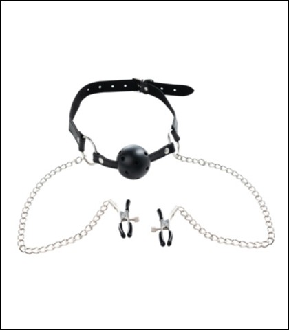 Crna kugla za usta sa stipaljkom za bradavice