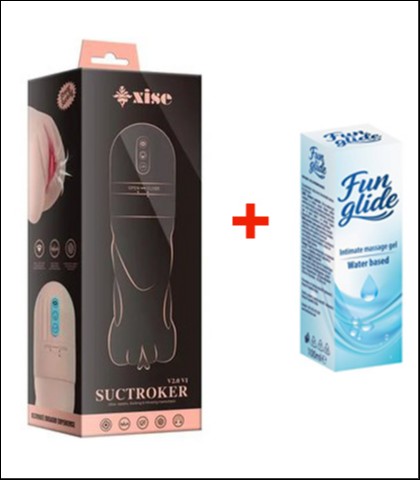 SUCTROKER MASTURBATOR SA USISAVANJEM + FUN GLIDE VAGINAL 100ML