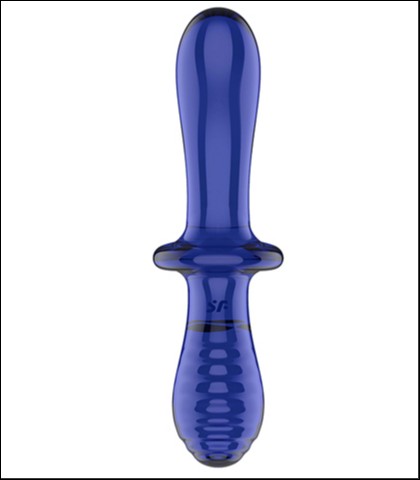 SATISFYER DOUBLE CRYSTAL GLASS DILDO BLUE