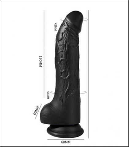 Crni zakrivljeni silikonski dildo - 8 inca