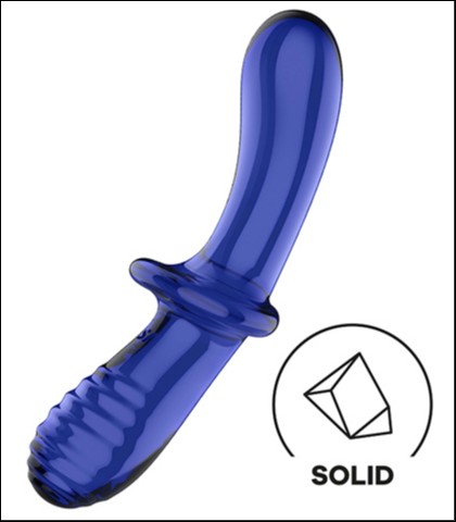SATISFYER DOUBLE CRYSTAL GLASS DILDO BLUE