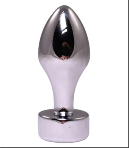 Metalni analni dildo sa crvenim dijamantom 8cm