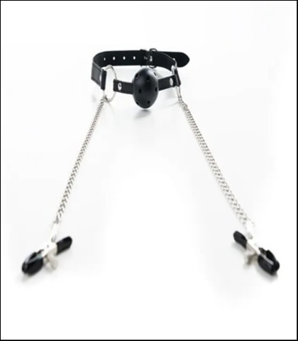 Crna kugla za usta sa stipaljkom za bradavice