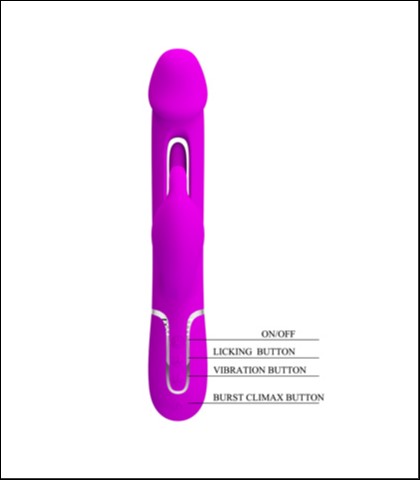 Silikonski vibrator sa dvostrukim jezickom u roze boji