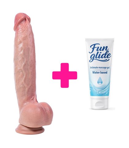 SAVITLJIVI SILIKONSKI DILDO HYPER REALISTIC DILDO 25CM + FUN GLIDE VAGINAL 100ML